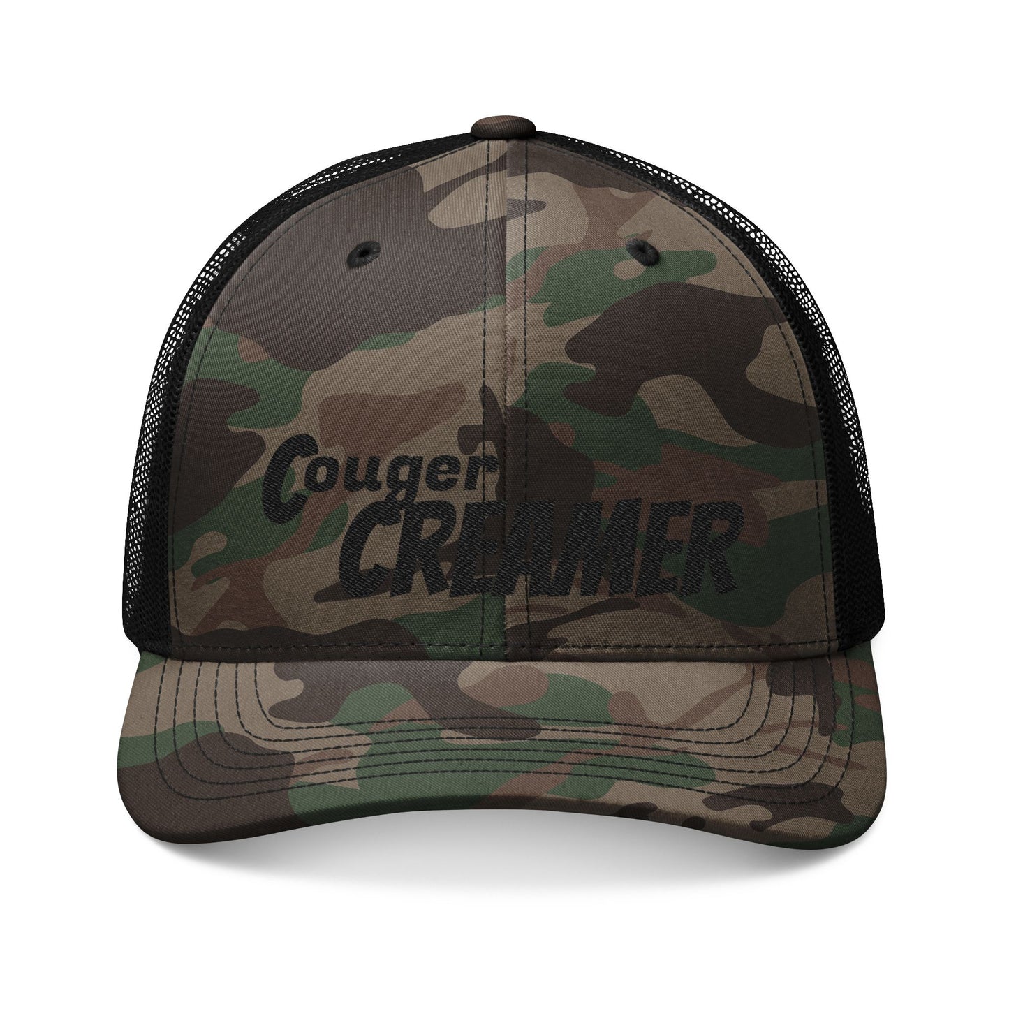 Cougar Creamer Trucker Hat - Stylish Outdoorsy Cap for Adventurers, Perfect for Camping, Fishing, Hiking, or Everyday Wear