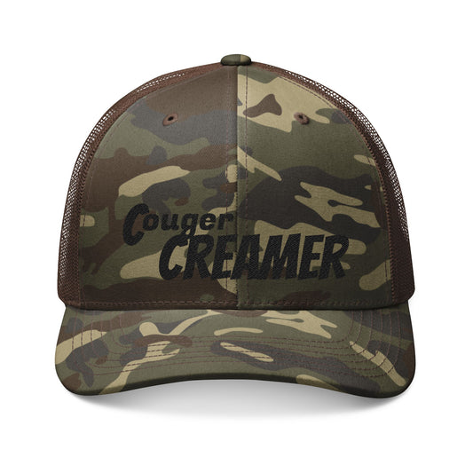 Cougar Creamer Trucker Hat - Stylish Outdoorsy Cap for Adventurers, Perfect for Camping, Fishing, Hiking, or Everyday Wear